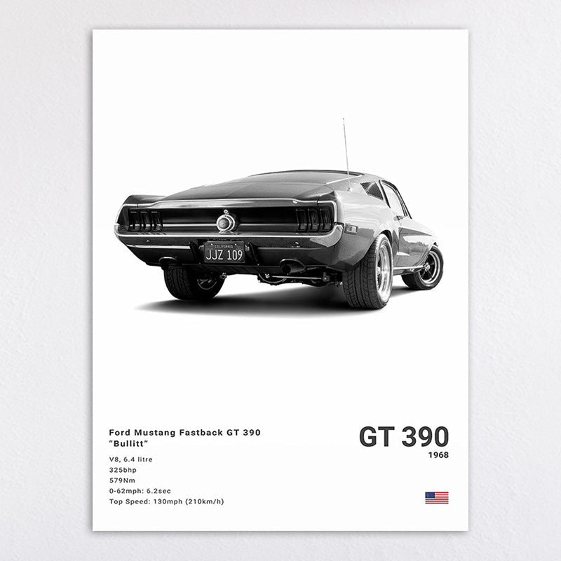 Black and White Sports Car Poster - Nyxroom