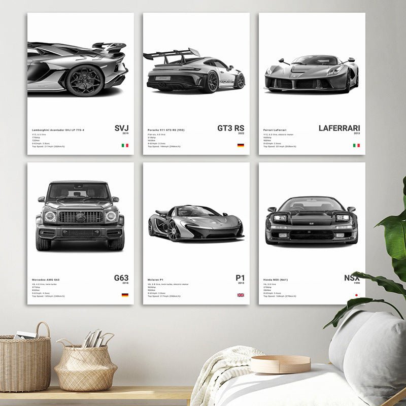 Black and White Sports Car Poster - Nyxroom
